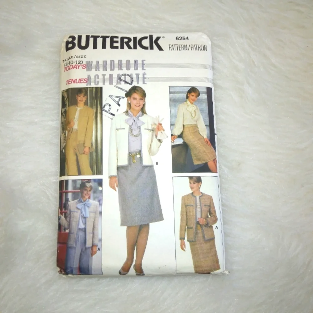 BUTTERICK 6254 Sz 8-12 Today's Wardrobe Misses Lined Jacket Skirt Pants blouse